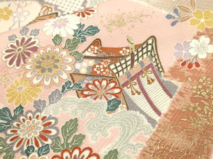 平和屋着物■上質な小紋　松竹梅　御所車折り鶴花文　金彩　正絹　逸品　CABJ3511ev
