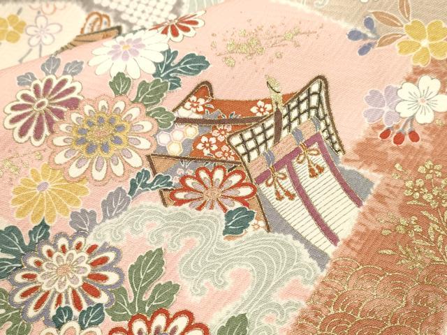 平和屋着物■上質な小紋　松竹梅　御所車折り鶴花文　金彩　正絹　逸品　CABJ3511ev