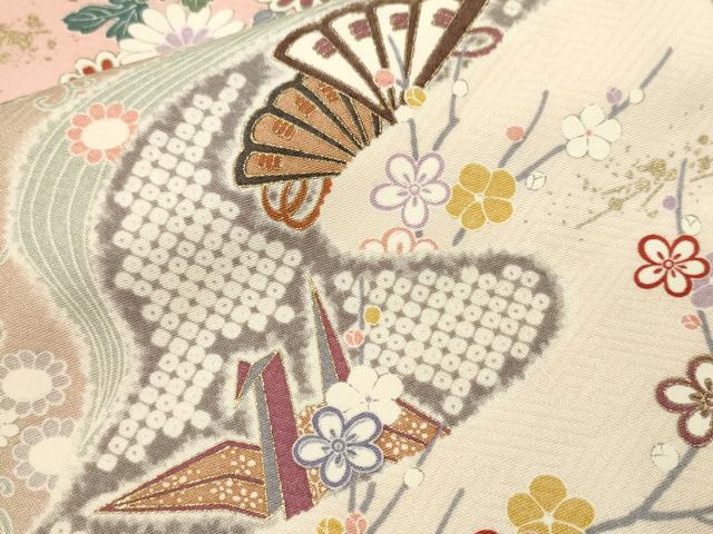 平和屋着物■上質な小紋　松竹梅　御所車折り鶴花文　金彩　正絹　逸品　CABJ3511ev