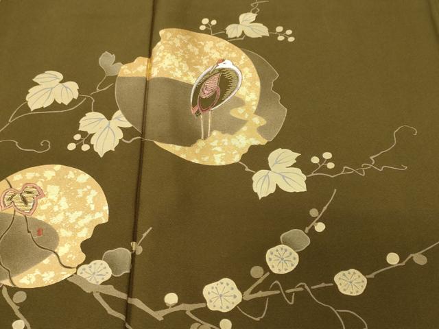 平和屋着物■訪問着　刺繍　蔦の葉松竹梅飛鶴文　金彩　正絹　逸品　CABJ3512ev