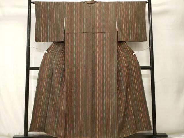 平和屋着物■上質な小紋　縞　鬼しぼ縮緬　正絹　逸品　CABJ3518ev