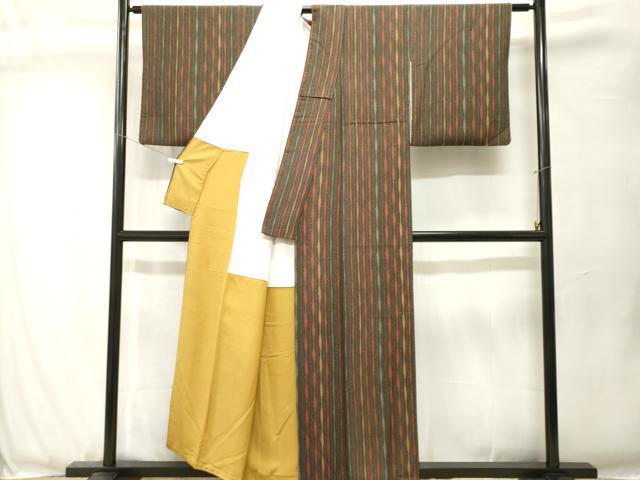 平和屋着物■上質な小紋　縞　鬼しぼ縮緬　正絹　逸品　CABJ3518ev