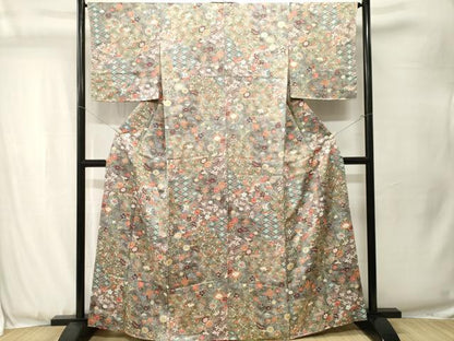 平和屋着物■上質な小紋　花菱文　花唐草文　金彩　正絹　逸品　CABJ3521ev
