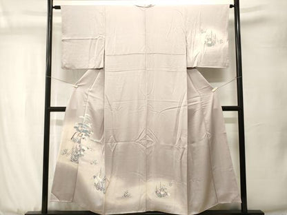 平和屋着物■訪問着　群鶴浜松花文　暈し染め　正絹　逸品　CABJ3524ev