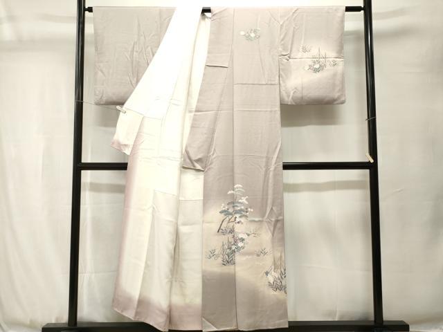 平和屋着物■訪問着　群鶴浜松花文　暈し染め　正絹　逸品　CABJ3524ev
