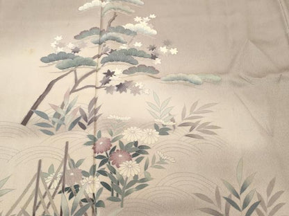 平和屋着物■訪問着　群鶴浜松花文　暈し染め　正絹　逸品　CABJ3524ev