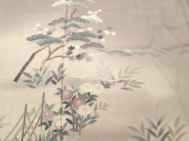 平和屋着物■訪問着　群鶴浜松花文　暈し染め　正絹　逸品　CABJ3524ev