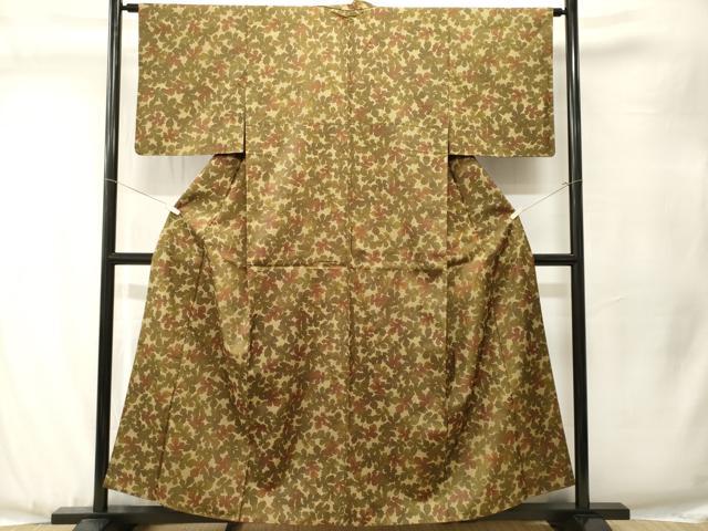 平和屋着物■本場染大島紬　葉尽くし　正絹　逸品　CABJ3527ev