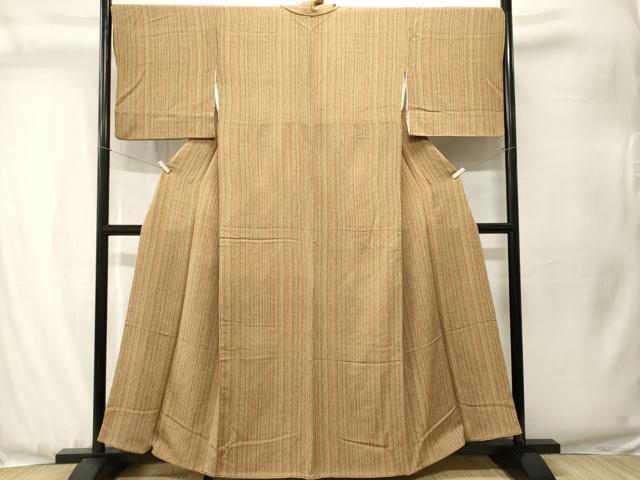 平和屋着物■上質な小紋　縞　鬼しぼ縮緬　正絹　逸品　CABJ3531ev