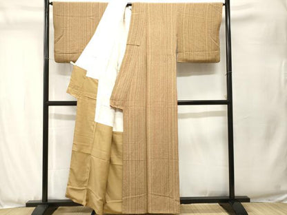 平和屋着物■上質な小紋　縞　鬼しぼ縮緬　正絹　逸品　CABJ3531ev