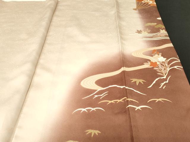 平和屋着物■訪問着 作家物 駒刺繍 松竹梅扇面花文 暈し染め 金彩 正絹 逸品 CABJ3532ev