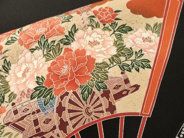 平和屋着物■豪華黒留袖　仮絵羽　作家物　駒刺繍　檜扇御所車文　金彩　正絹　逸品　未使用　CABJ3534ev