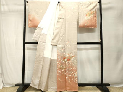 平和屋着物■豪華振袖　駒刺繍　花車文　枝垂れ桜文　銀彩　正絹　逸品　CABJ3540ev