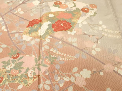 平和屋着物■豪華振袖　駒刺繍　花車文　枝垂れ桜文　銀彩　正絹　逸品　CABJ3540ev