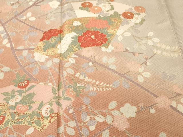 平和屋着物■豪華振袖　駒刺繍　花車文　枝垂れ桜文　銀彩　正絹　逸品　CABJ3540ev