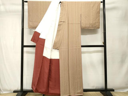 平和屋着物■上質な小紋　縞　正絹　逸品　CABJ3536ev