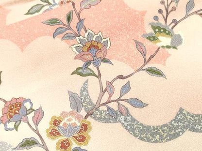 平和屋着物■上質な小紋　更紗花蝶文　暈し染め　金銀彩　正絹　逸品　CABJ3537ev