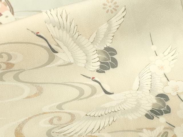 平和屋着物■訪問着　駒刺繍　御所車飛鶴流水花文　暈し染め　金彩　正絹　逸品　CABJ3538ev