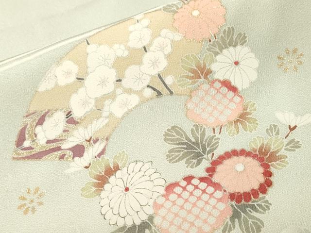 平和屋着物■訪問着　駒刺繍　御所車飛鶴流水花文　暈し染め　金彩　正絹　逸品　CABJ3538ev