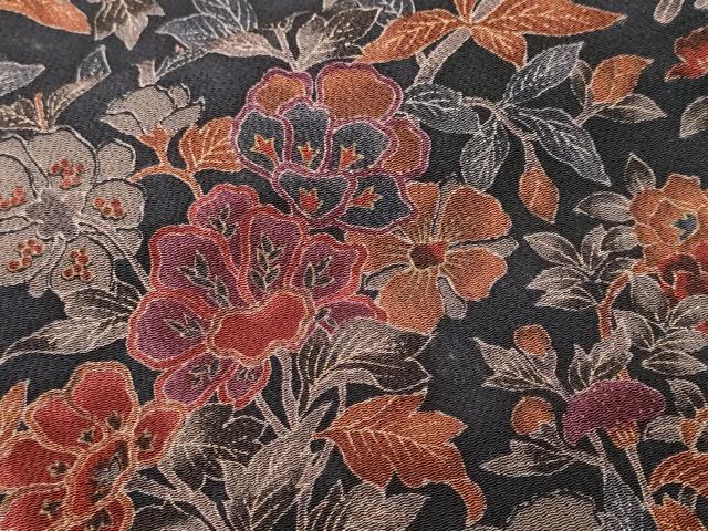 平和屋着物■上質な小紋　枝花文　鬼しぼ縮緬　正絹　逸品　CABJ3541ev