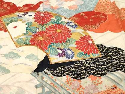 平和屋着物■豪華振袖　駒刺繍　松竹梅　地紙流水花文　金彩　正絹　逸品　CABJ3542ev