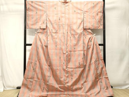 平和屋着物■上質な紬　格子　童子遊び　ロング丈　正絹　逸品　CABJ3543ev