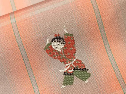 平和屋着物■上質な紬　格子　童子遊び　ロング丈　正絹　逸品　CABJ3543ev