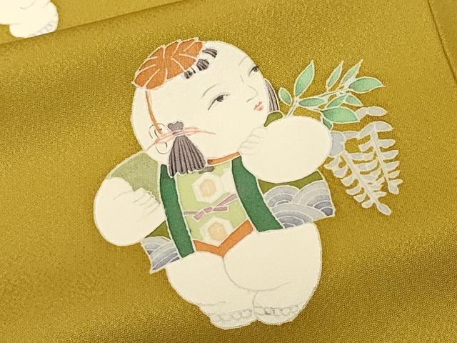平和屋着物■訪問着　唐子　横段花唐草文　正絹　逸品　CABJ3546ev