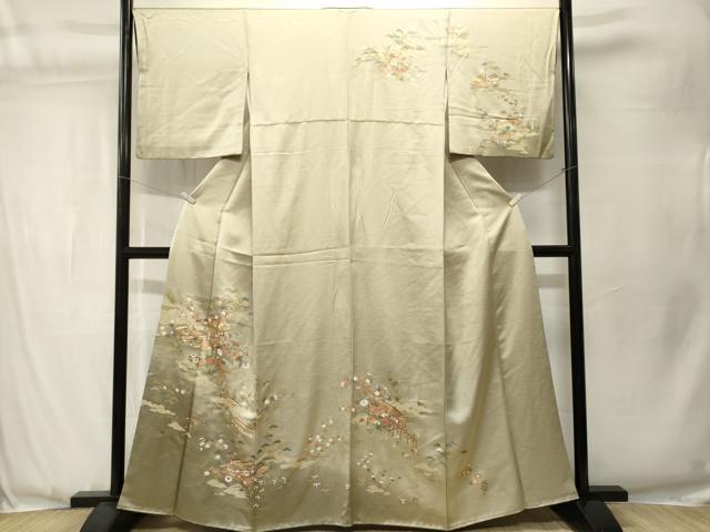 平和屋着物■訪問着 松竹梅風景文 暈し染め 金彩 正絹 逸品 CABJ3548ev
