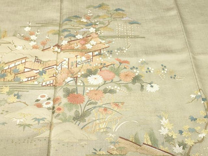 平和屋着物■訪問着 松竹梅風景文 暈し染め 金彩 正絹 逸品 CABJ3548ev