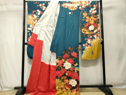 平和屋着物●豪華振袖　鳳凰花車文　暈し染め　金彩　正絹　逸品　CABJ3550ev