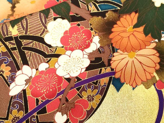 平和屋着物●豪華振袖　鳳凰花車文　暈し染め　金彩　正絹　逸品　CABJ3550ev
