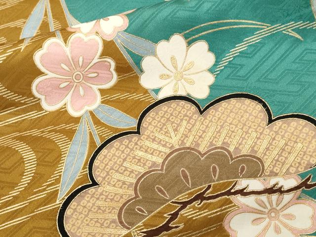 平和屋着物●豪華振袖　鳳凰枝垂れ桜松文　藤花房　金彩　正絹　逸品　CABJ3551ev