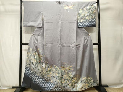 平和屋着物■訪問着　籬横笛草花文　金彩　正絹　逸品　CABJ3553ev