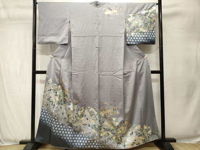 平和屋着物■訪問着　籬横笛草花文　金彩　正絹　逸品　CABJ3553ev