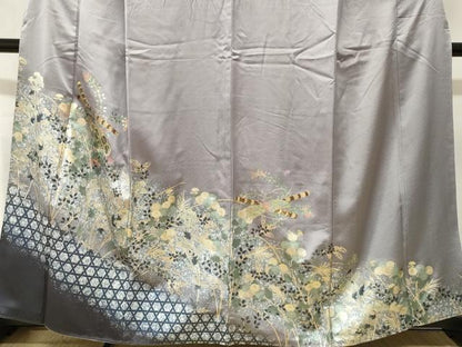 平和屋着物■訪問着　籬横笛草花文　金彩　正絹　逸品　CABJ3553ev