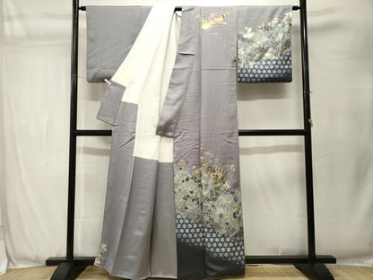 平和屋着物■訪問着　籬横笛草花文　金彩　正絹　逸品　CABJ3553ev