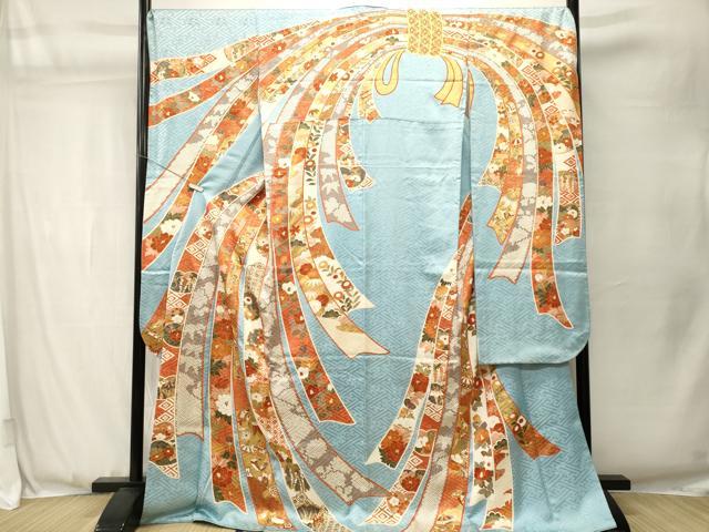 平和屋着物●豪華振袖　駒刺繍　束ね熨斗宝尽し雪輪花文　金彩　正絹　逸品　CABJ3554ev