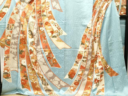 平和屋着物●豪華振袖　駒刺繍　束ね熨斗宝尽し雪輪花文　金彩　正絹　逸品　CABJ3554ev