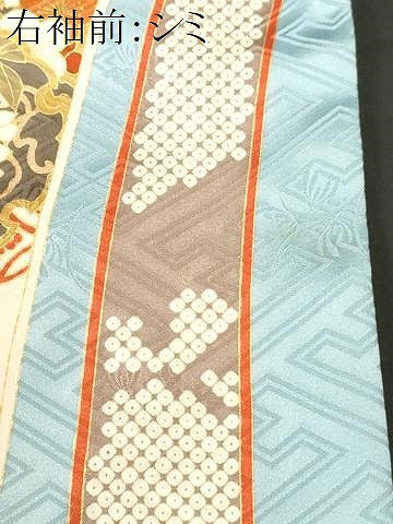 平和屋着物●豪華振袖　駒刺繍　束ね熨斗宝尽し雪輪花文　金彩　正絹　逸品　CABJ3554ev