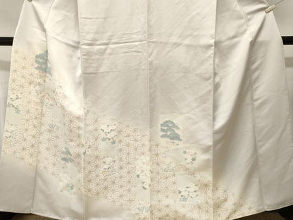 平和屋着物■訪問着　刺繍　麻の葉色紙花文　正絹　逸品　CABJ3557ev