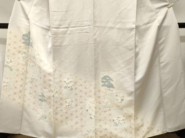 平和屋着物■訪問着　刺繍　麻の葉色紙花文　正絹　逸品　CABJ3557ev