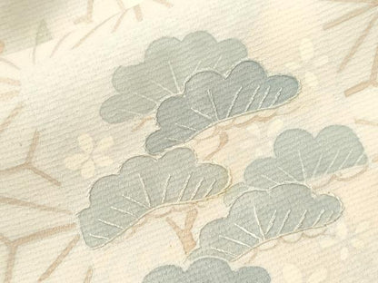 平和屋着物■訪問着　刺繍　麻の葉色紙花文　正絹　逸品　CABJ3557ev