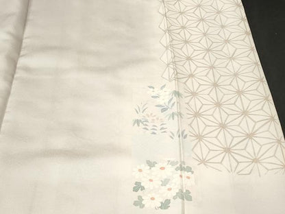 平和屋着物■訪問着　刺繍　麻の葉色紙花文　正絹　逸品　CABJ3557ev