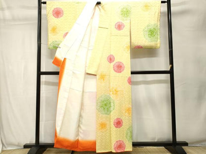 平和屋着物■訪問着　絞り　舞花文　正絹　逸品　CABJ3559ev