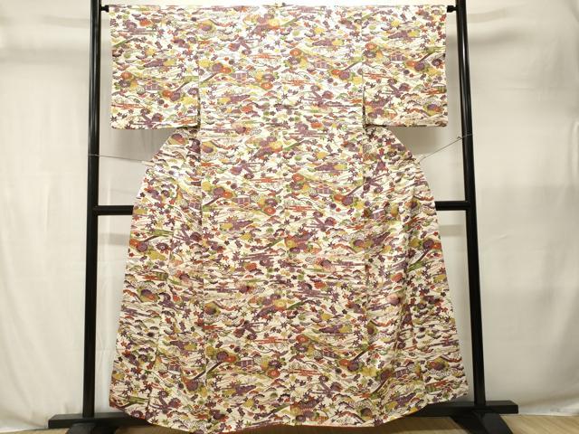 平和屋着物■上質な小紋　風景文　正絹　逸品　CABJ3566ev