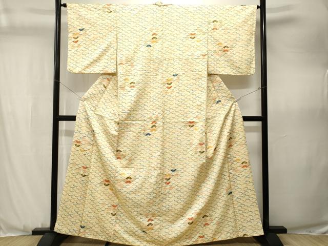 平和屋着物■小紋　扇面溢れ松葉花文　洗える着物　CABJ3572ev