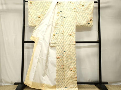 平和屋着物■小紋　扇面溢れ松葉花文　洗える着物　CABJ3572ev