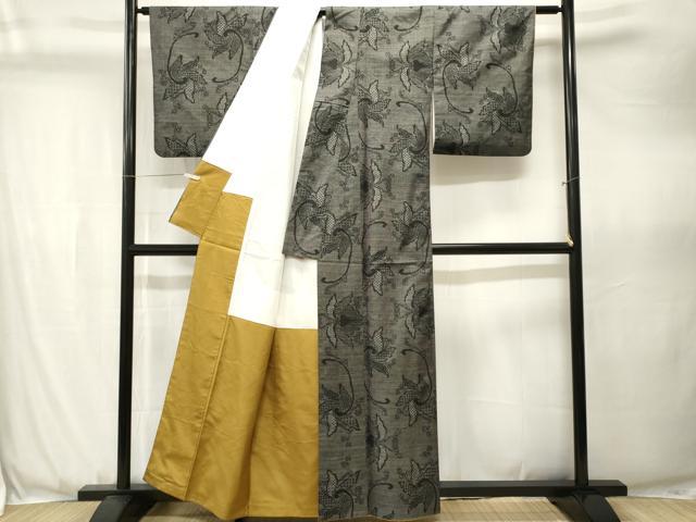 平和屋着物■本場大島紬　7マルキ　花唐草文　正絹　逸品　CABJ3573ev