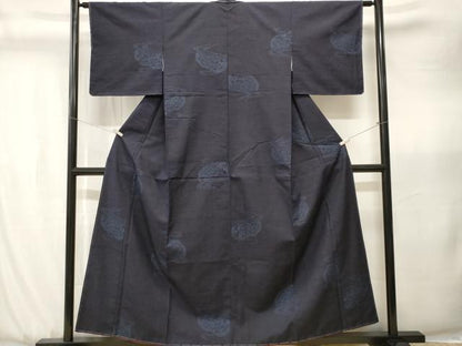 平和屋着物■上質な紬　片輪車流水文　正絹　逸品　CABJ3575ev